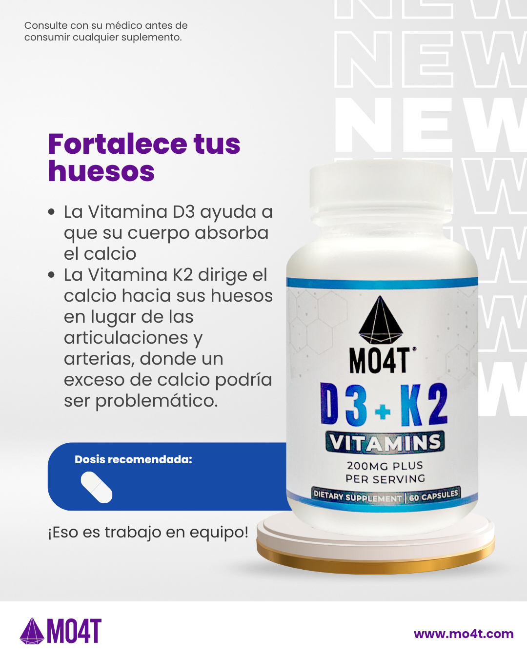 VITAMINAS D3 + K2 - Fortalece tus huesos