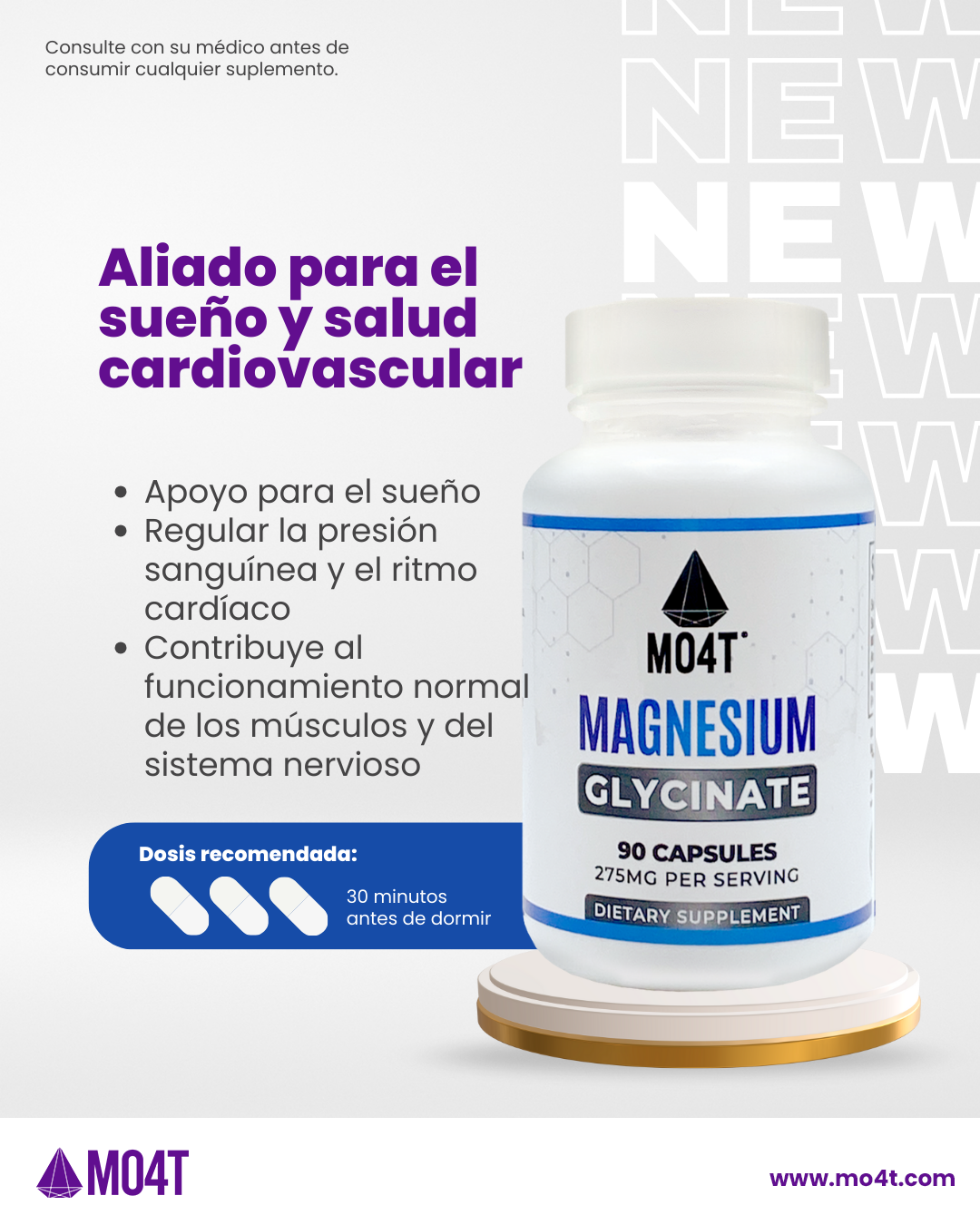 MAGNESIO - Aliado para el sueño y salud del corazón (90 cápsulas)