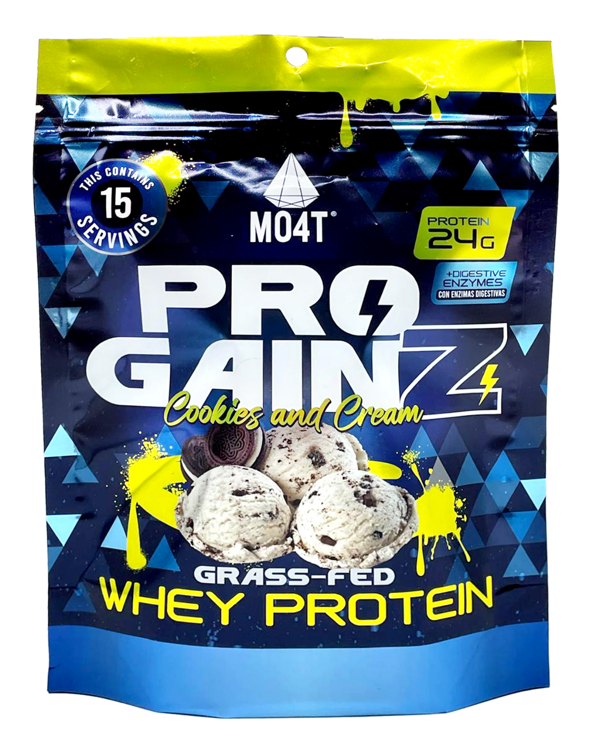 PROTEÍNA PRO GAINZ Cookies and cream - Formato Pouch, 15 servicios