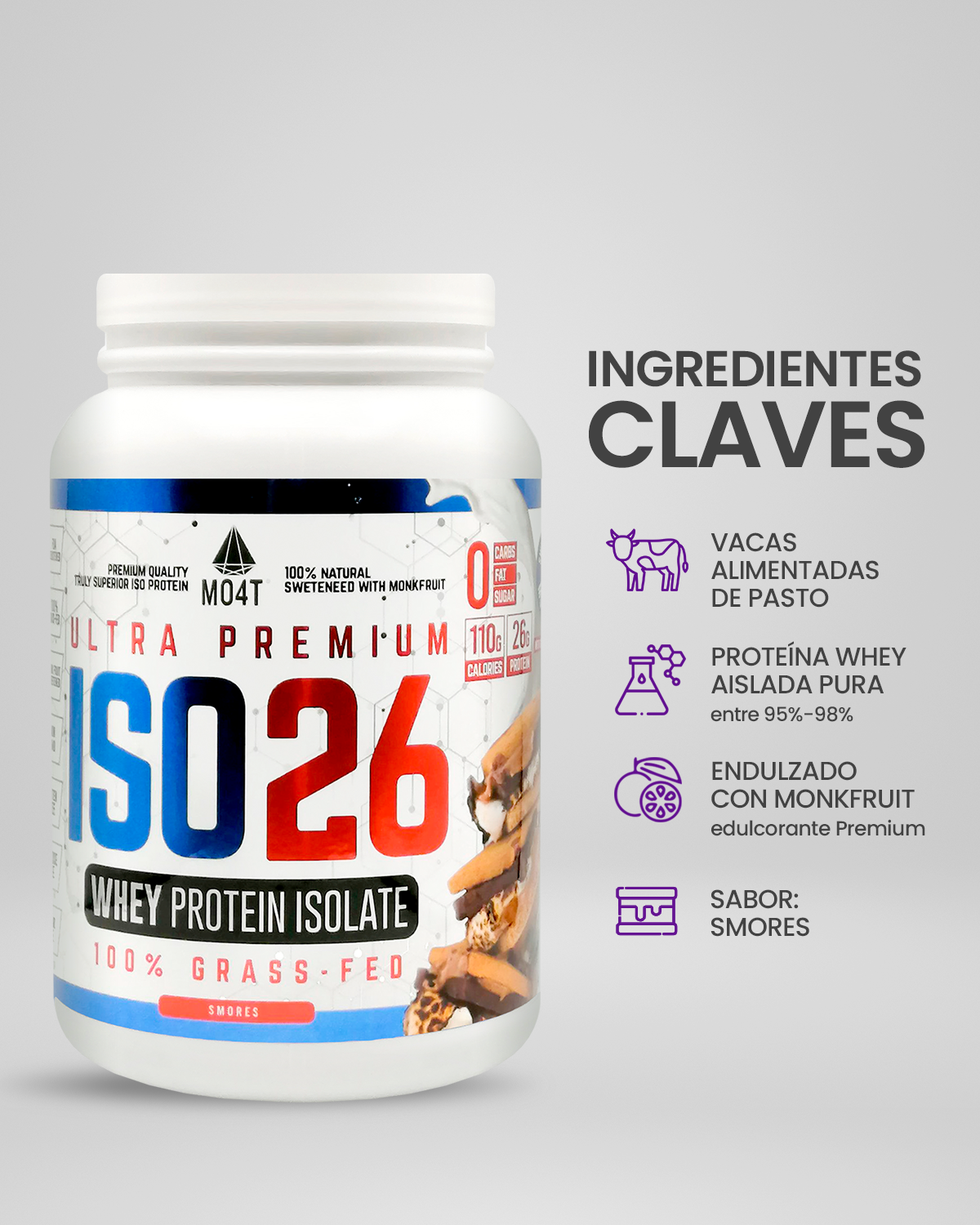 PROTEINA ISO26 (Premium Whey Protein Isolate) - Sabor Chocolate Milk