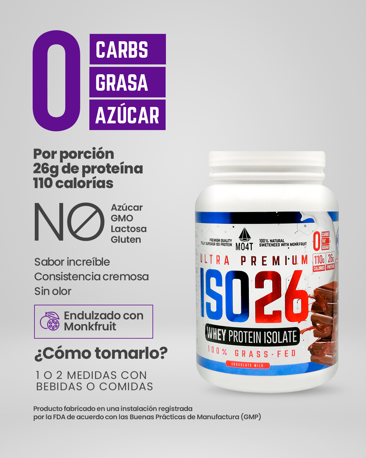 PROTEINA ISO26 (Premium Whey Protein Isolate) - Sabor Chocolate Milk