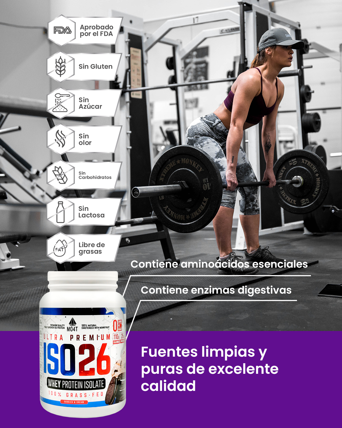 PROTEINA ISO26 (Premium Whey Protein Isolate) - Sabor Cookies & Cream